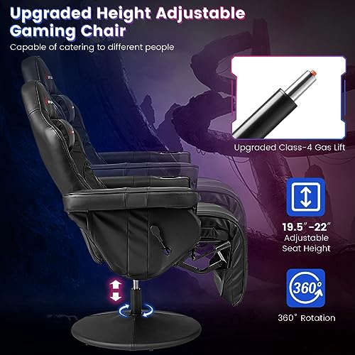 Goplus Massage Gaming Chair, Racing Recliner with Footrest, PU Leather N121