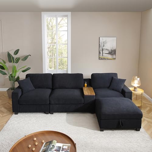 Oversized Modular Sectional Sofa with Movable Ottoman E909