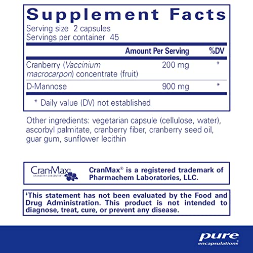 Pure Encapsulations Cranberry D-Mannose 90 Capsules N9419