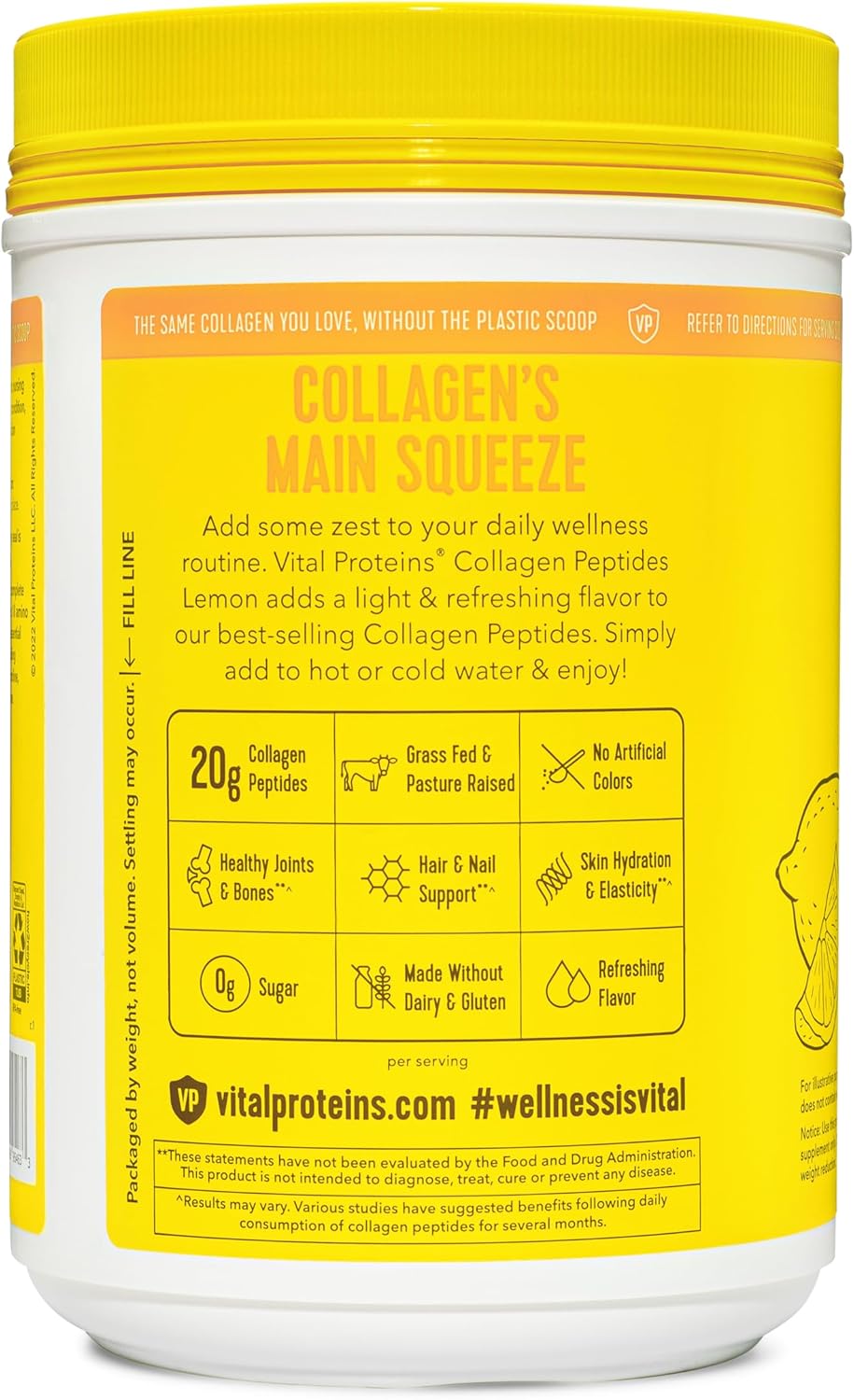 Vital Proteins Collagen Peptides Powder, Lemon, 26.5 oz U8146