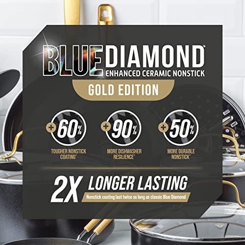 Blue Diamond 20 Piece Cookware and Bakeware Set, Diamond Infused Ceramic Nonstick, Blue J913894