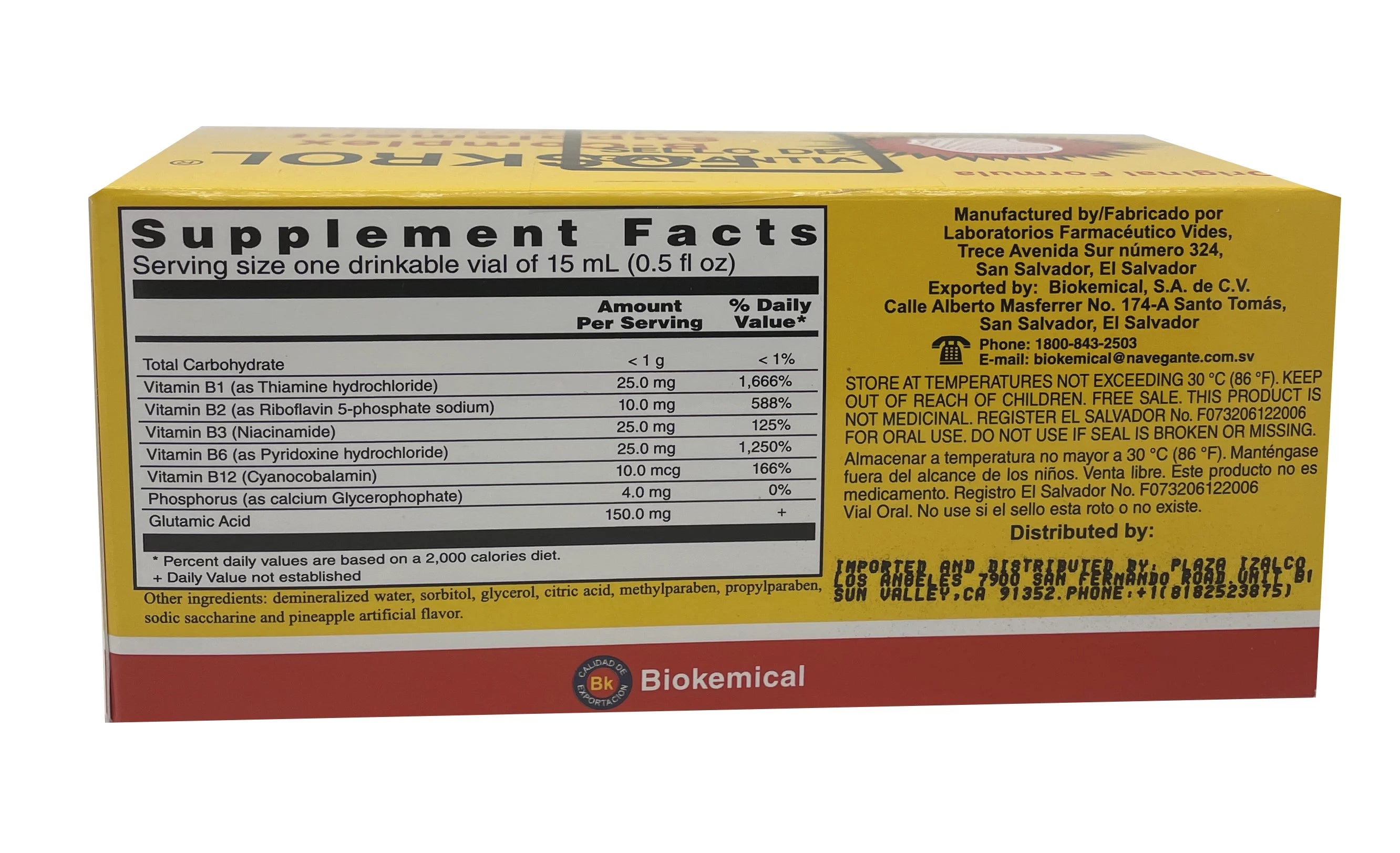 Foskrol Vitamins for Brain and Nerves 15 Ampoules 15ml by biokemical W4164