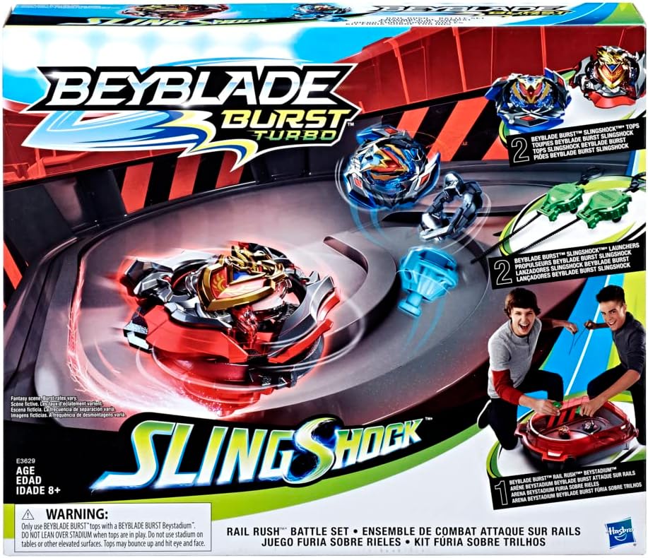 BEYBLADE Burst Turbo Slingshock Rail Rush Battle Set with Beystadium, Tops & Launchers U390