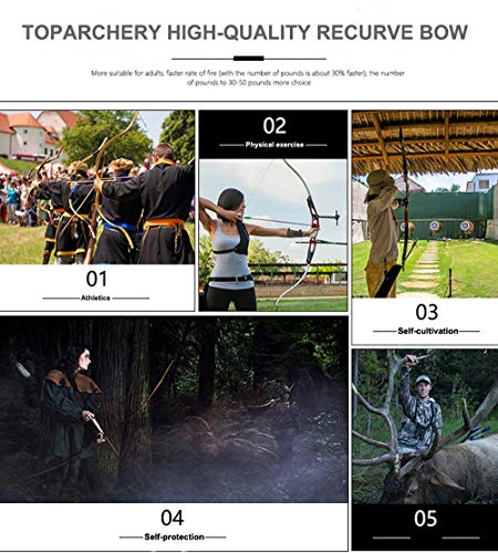 Toparchery Archery 56" Takedown Recurve Bow Metal Riser Right Hand Black T792409