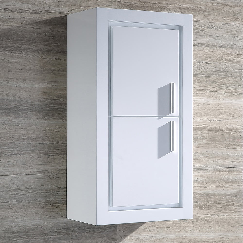 Fresca Allier White Bathroom Linen Side Cabinet with 2 Doors N2125