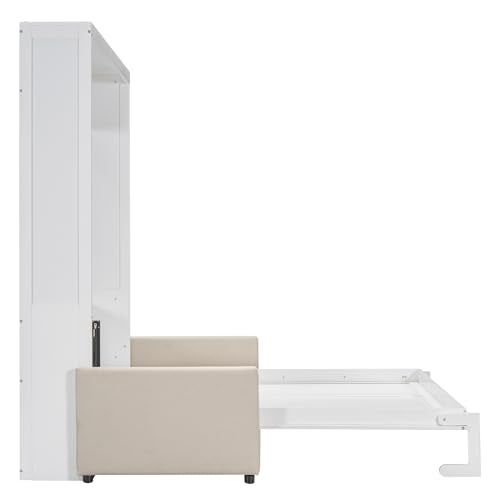 LZ LEISURE ZONE Queen Murphy Bed with Cushion, White M9247