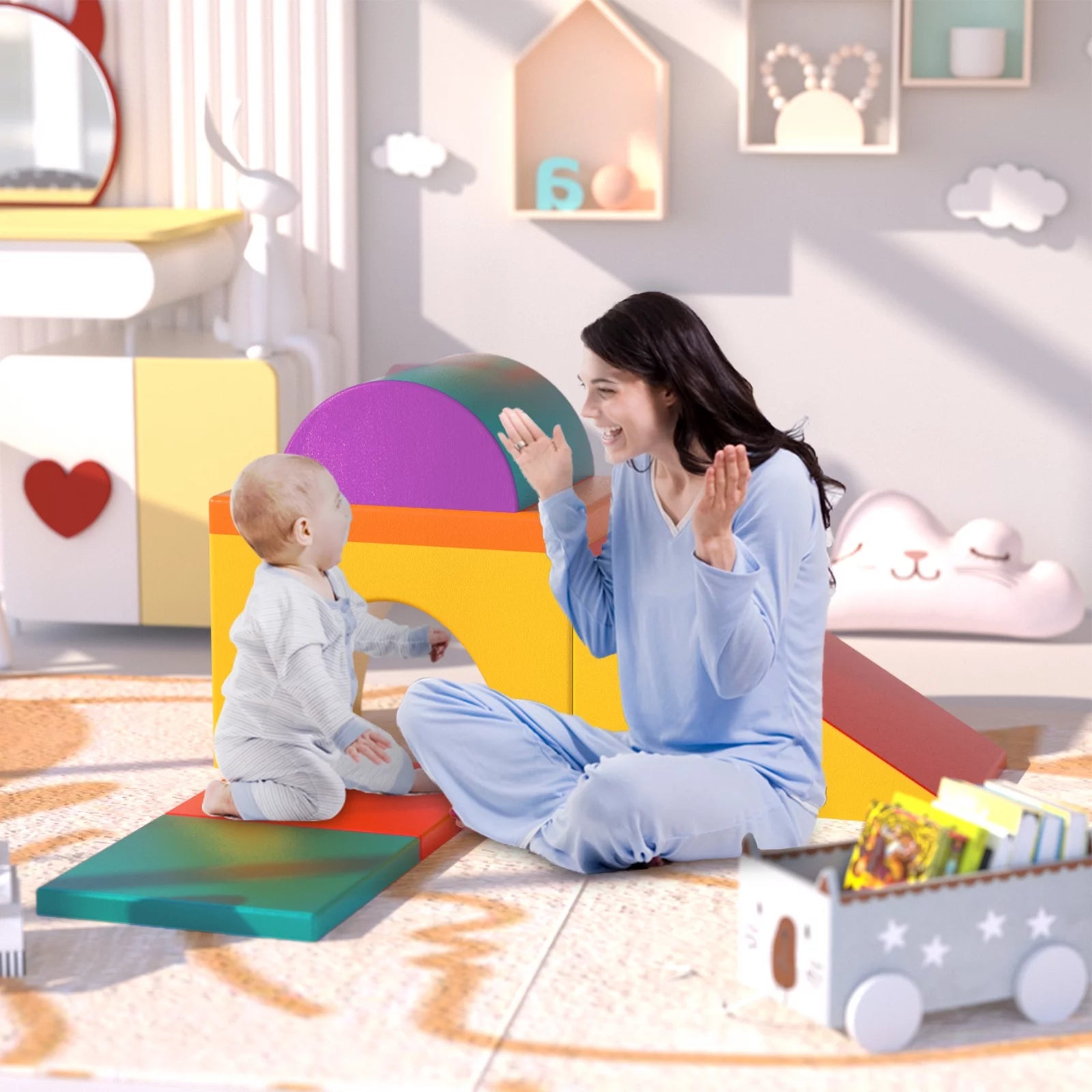 KORIMEFA 5 PCS Kids Climbing Toys for Toddlers 1-3, Soft Foam Blocks Indoor Playset U246