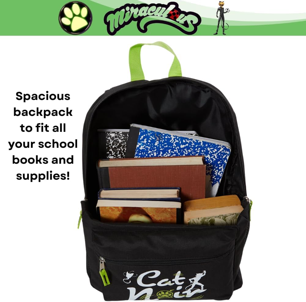 Miraculous Ladybug Cat Noir Backpack 16 inch Black F8146