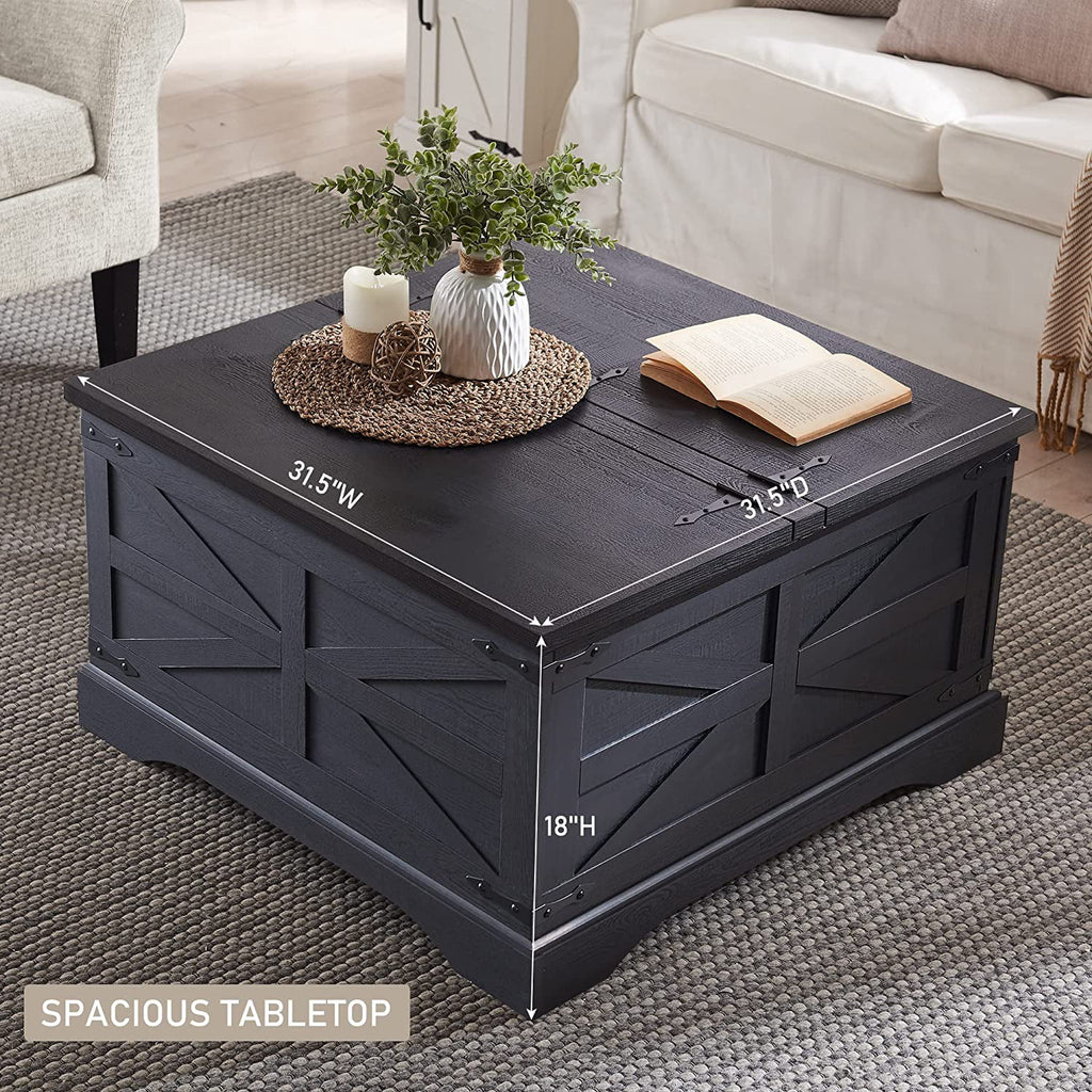 Farmhouse Coffee Table with Hidden Storage Compartment U599