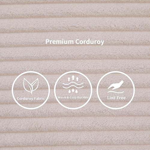 Corduroy Convertible Sleeper Sofa Bed with Pillow, Beige S401207