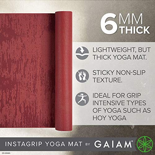 Gaiam Yoga Mat 6mm Insta-Grip Non Slip Exercise Mat for Yoga & Floor Workouts I207093