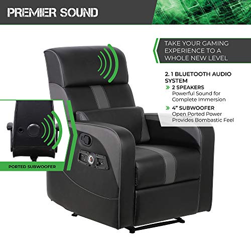 X Rocker Gamma Recliner Gaming Chair with Bluetooth Audio and Footrest, Black L57269
