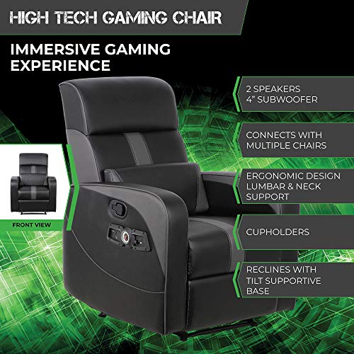 X Rocker Gamma Recliner Gaming Chair with Bluetooth Audio and Footrest, Black L57269