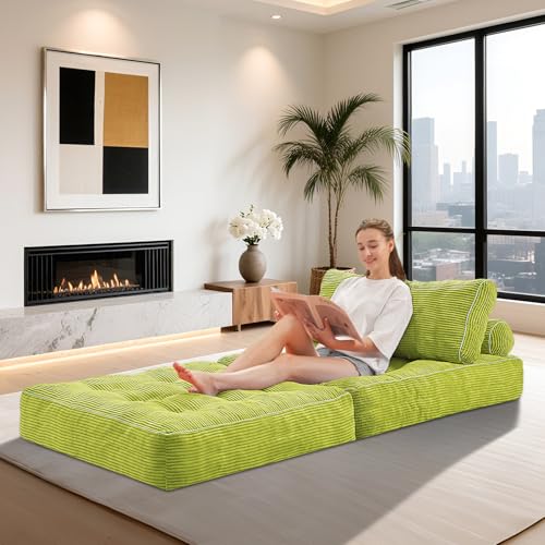 HABUTWAY Folding Sofa Bed Convertible Sleeper Chair with Dual-Pillow, Black D26880