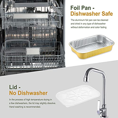 Aluminum Foil Pans with Lids and Handle (5 Pack), Sturdy Heavy Duty I7598