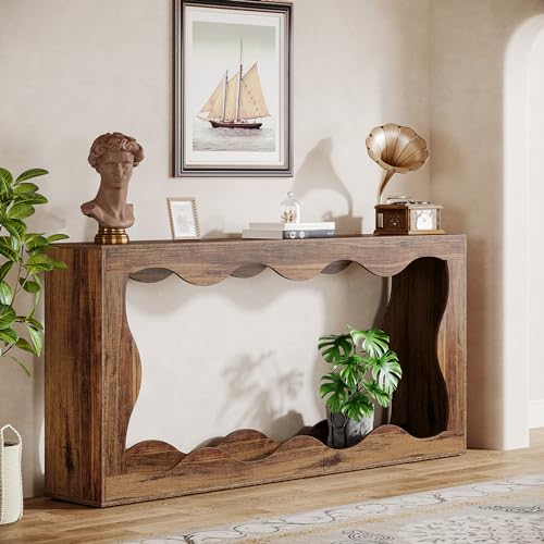 Tribesigns 63 Inches Farmhouse Console Table with Storage, Brown T384