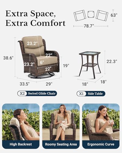 Luxury Patio Furniture Set 7PCS Wicker Conversation Set with Blue Cushions J5390