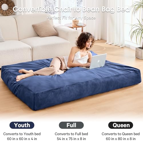 Giant Bean Bag Chair for Adults Convertible Bed with Microfiber Cover Charcoal G62613