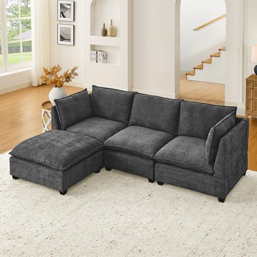 Oversized Modular Sectional Sofa with Movable Ottoman E909