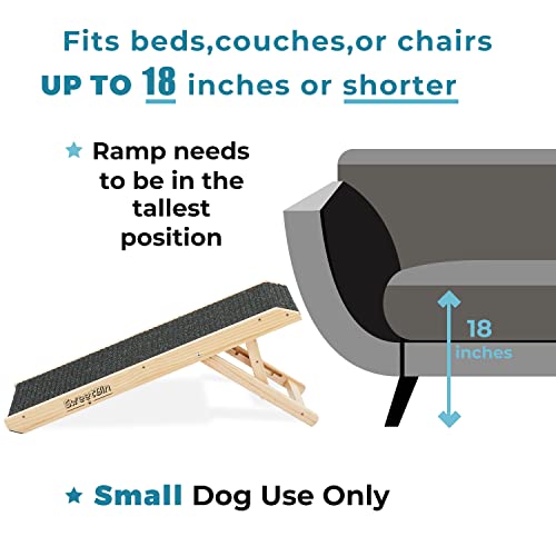 Adjustable Wooden Pet Ramp for Small Dogs, Folding Portable with Non-Slip Carpet Surface L57590