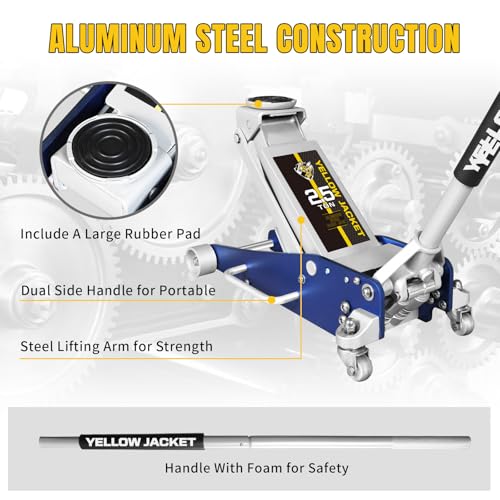 YELLOW JACKET 2.5 Ton Trolley Jack with Carrying Case, 5500 lb Capacity N593266