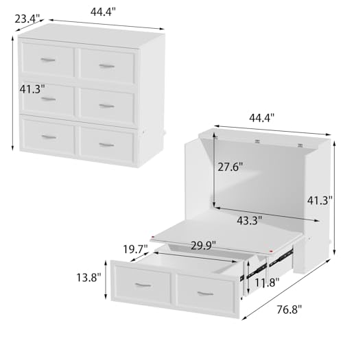 FAMAPY Twin Murphy Bed with Charging Station and Drawer, White R82352