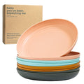 Deep Wheat Straw Plates - Dinner Plates Sets for 8, Reusable, Unbreakable Dinnerware, Microwavable, Dishwasher Safe, Alternative for Plastic Plates, Kids Plates, Kitchen Dishes Plates (Pastel 9")