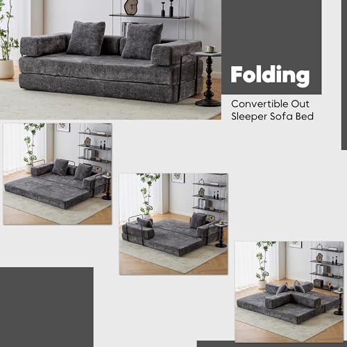 Corduroy Convertible Sleeper Sofa Bed with Pillow, Beige S401207