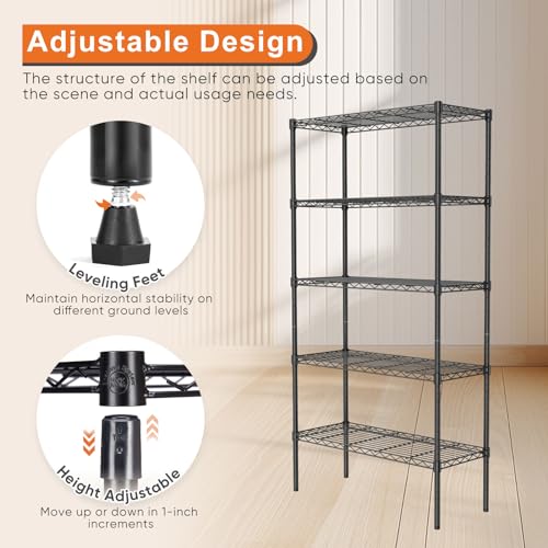 Sweetcrispy 4-Shelf Storage Shelving Unit, Adjustable Metal Wire Racks B3757