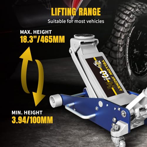 YELLOW JACKET 2.5 Ton Trolley Jack with Carrying Case, 5500 lb Capacity N593266