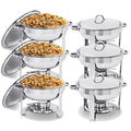 SUPER DEAL Upgraded 5 Qt Full Size Stainless Steel Chafing Dish Set of 2 Pack Round Chafer Buffet Catering Warmer Set w/Food and Water Pan, Lid, Solid Stand and Fuel Holder