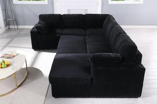 Eafurn 6 Seater U Shaped Sleeper Sectional Sofa Bed with Storage F82821
