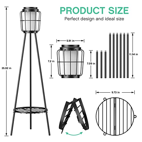 2 Pack Solar Lights Outdoor with Plant Stands - Metal Tripod Patio Decor M835880