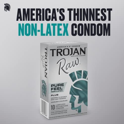 TROJAN BareSkin Raw Thin Condoms 24 Count with Trojan Raw Non-Latex Lubricated 10ct K155588