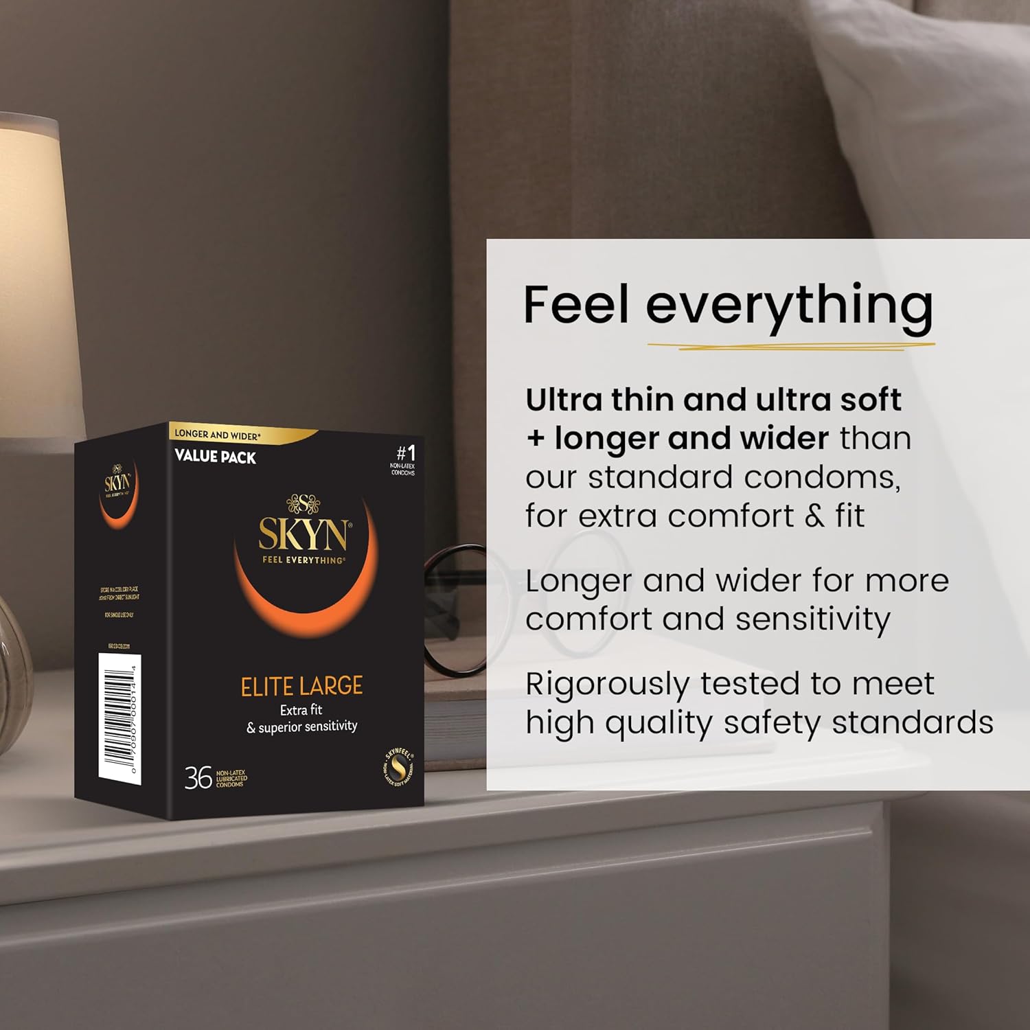 TROJAN Magnum BareSkin Large 24 Count and SKYN Elite Large Non-Latex 36 Count Condoms W799
