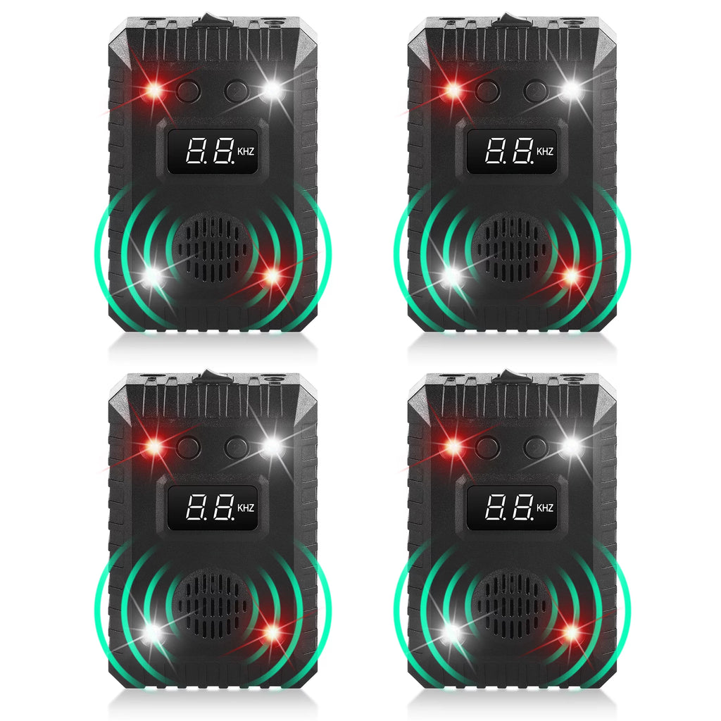4 Pack Ultrasonic Rodent Repellent for Car Engines, Keep Animal Away from Car with Ultrasound and LED Rodent Defense Vehicle Protection