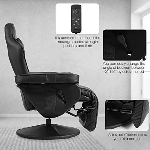 Goplus Massage Gaming Chair, Racing Recliner with Footrest, PU Leather N121