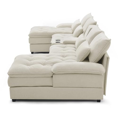 Oversized Modular Sectional Sofa with Movable Ottoman E909