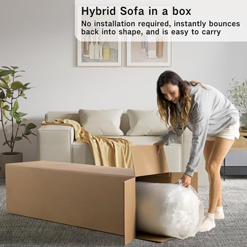 Modern Loveseat Sofa Couch in a Box with 2 Pillows, Cat-Scratch Resistant Linen, Grey F539394