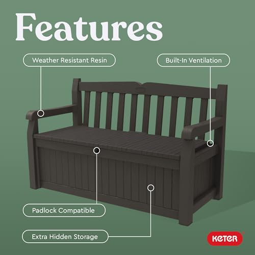 Keter Solana 70 Gallon Storage Bench Deck Box, Graphite S75770