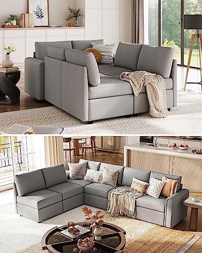 LINSY HOME Modular U Shaped Sectional Sofa with Storage, Blue M8981