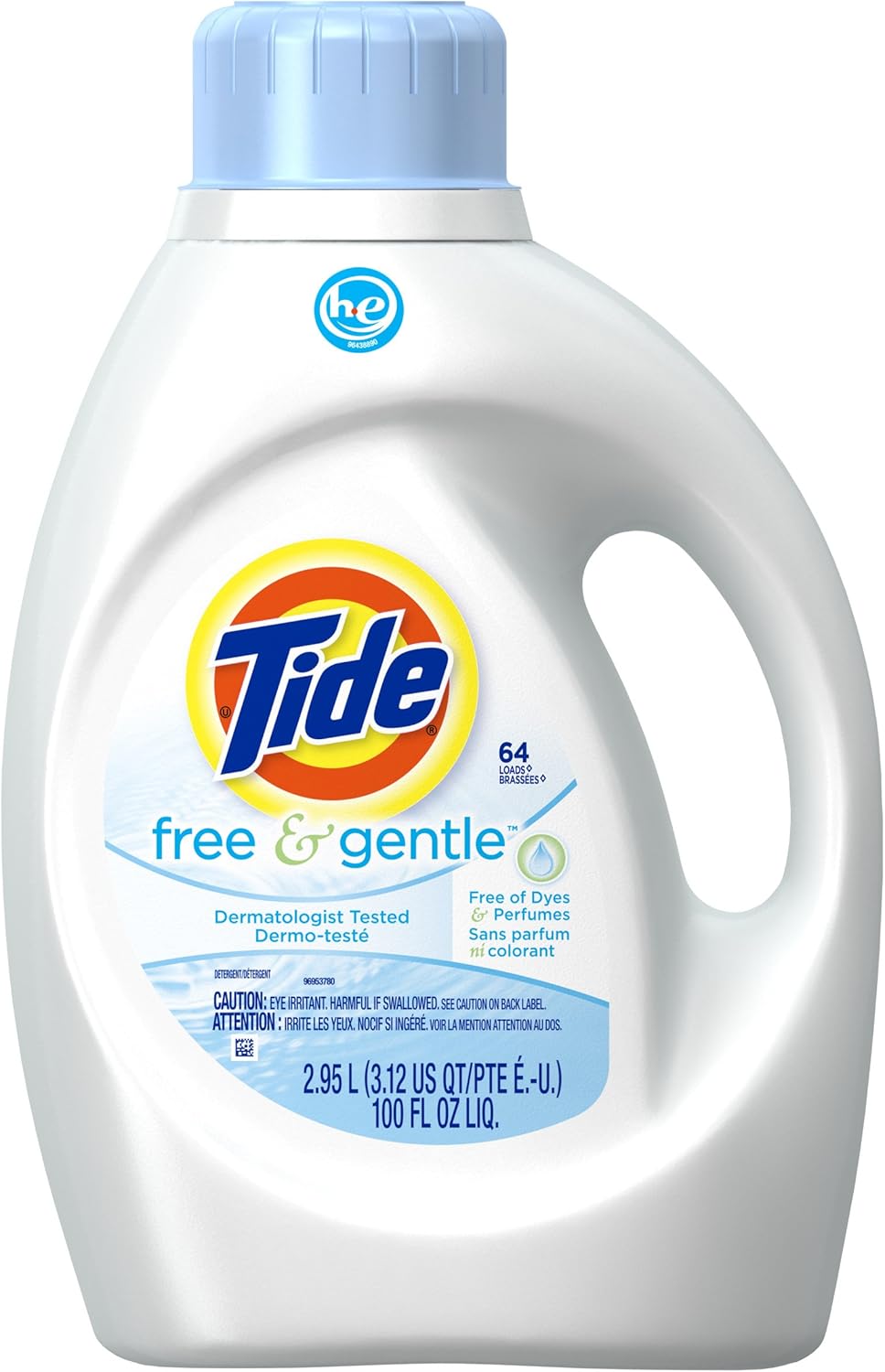 Tide Free and Gentle High Efficiency Liquid Laundry Detergent, 100 oz, 64 loads