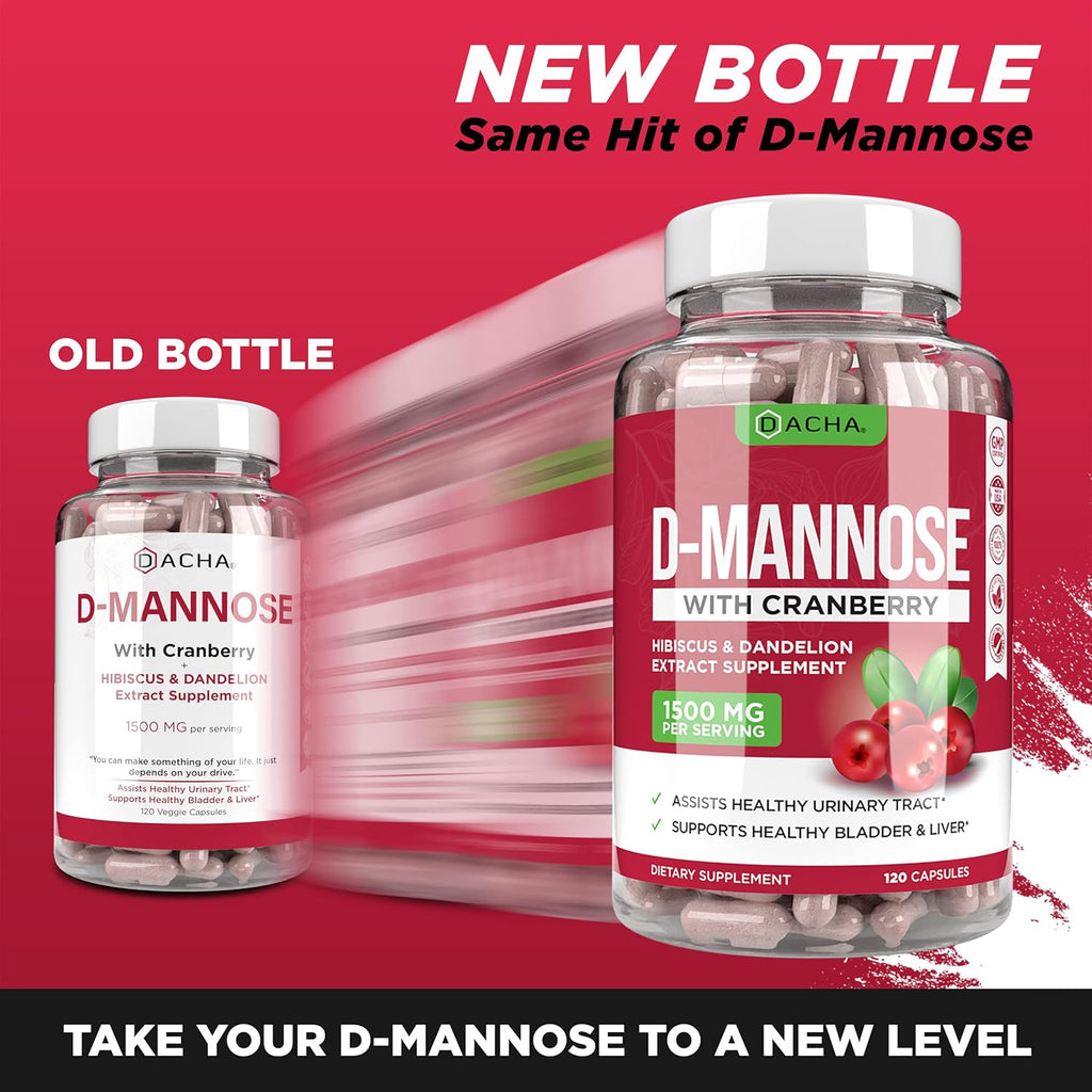 Natural D-Mannose Capsules 4-in-1 Formula, 120 Count for Urinary Tract Health U945394
