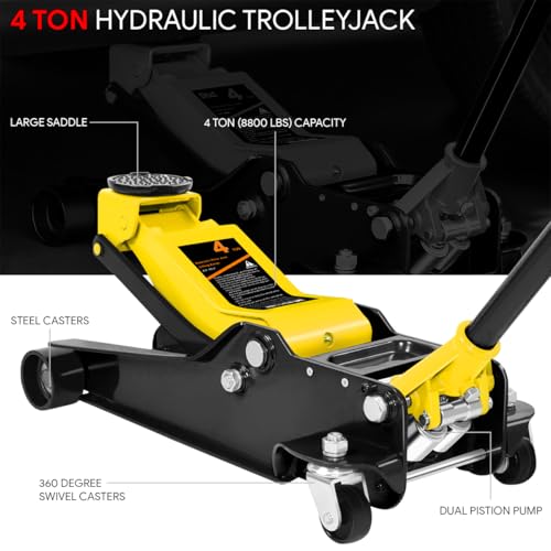 DNA MOTORING Floor Jack 3 Ton Low Profile Heavy Duty Hydraulic Car Jack, Black T11604