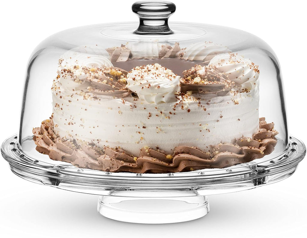Godinger Crystal Glass Cake Stand with Dome Lid, Made in Italy W473