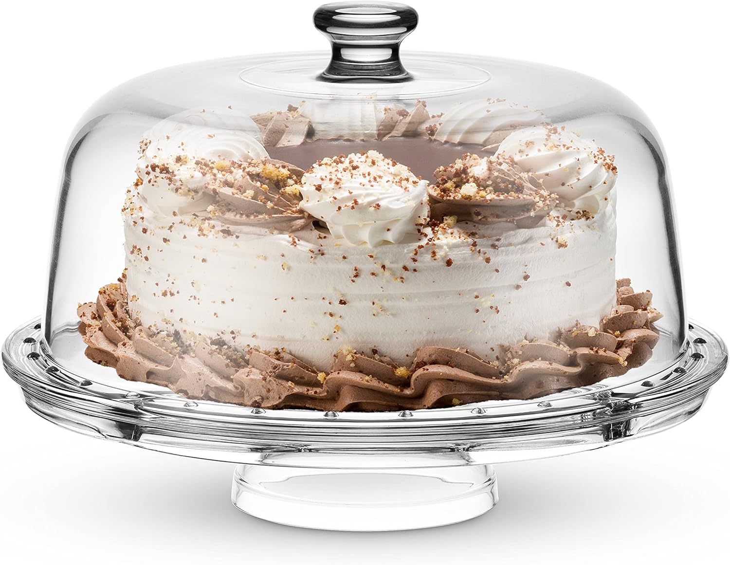 Godinger Crystal Glass Cake Stand with Dome Lid, Made in Italy W473