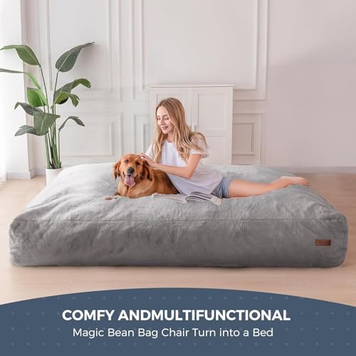 MAXYOYO Giant Bean Bag Chair Bed for Adults, Convertible Floor Sofa G466