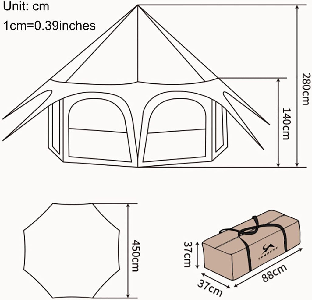 Outdoor Waterproof Cotton Canvas Bell Tent for 8-10 Person Family Camping with Stove Jack S10189