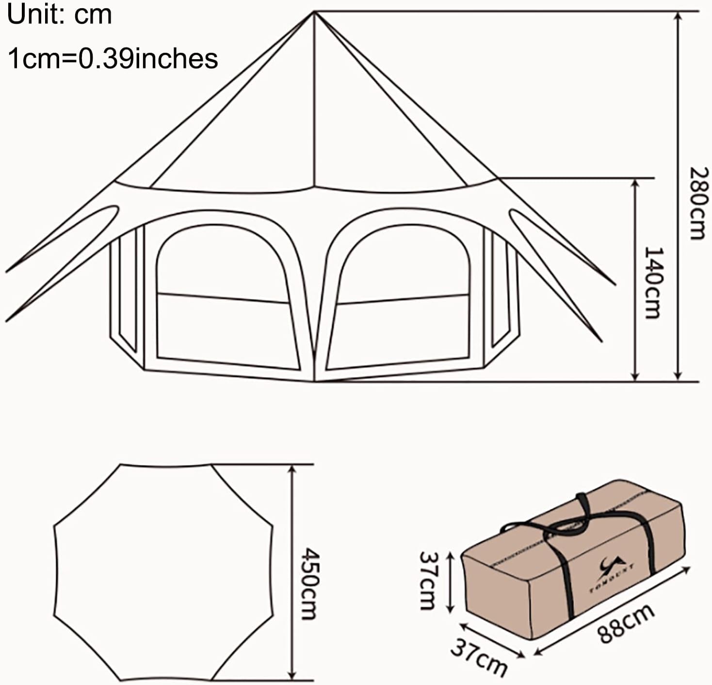 Outdoor Waterproof Cotton Canvas Bell Tent for 8-10 Person Family Camping with Stove Jack S10189