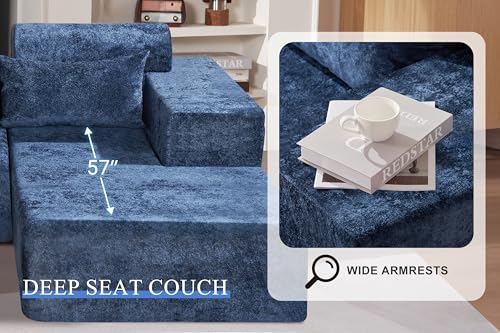HABUTWAY 105" L-Shape Modular Sectional Sofa, Grey Velvet G848557
